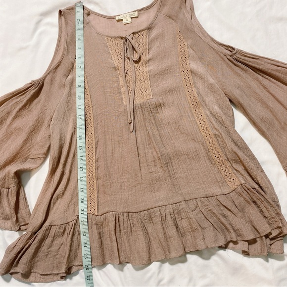 Double Zero Mauve Top / Cold Shoulder, Boho, Tie Front - Picture 4 of 5